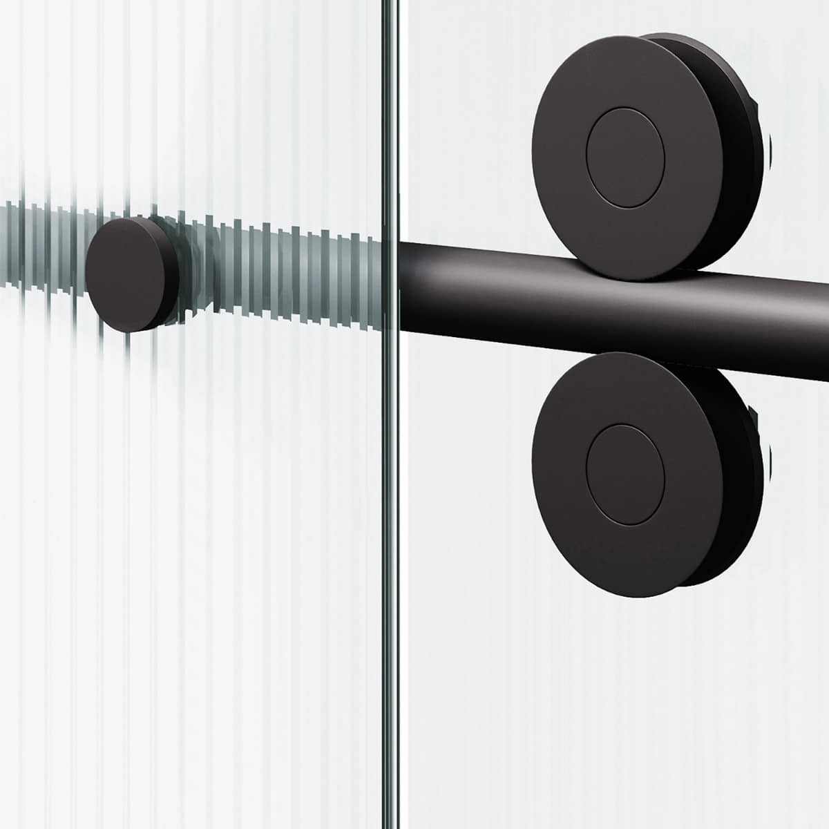 Gemello 60x74 Left Sliding Shower Door with Fluted Glass in Matte Black