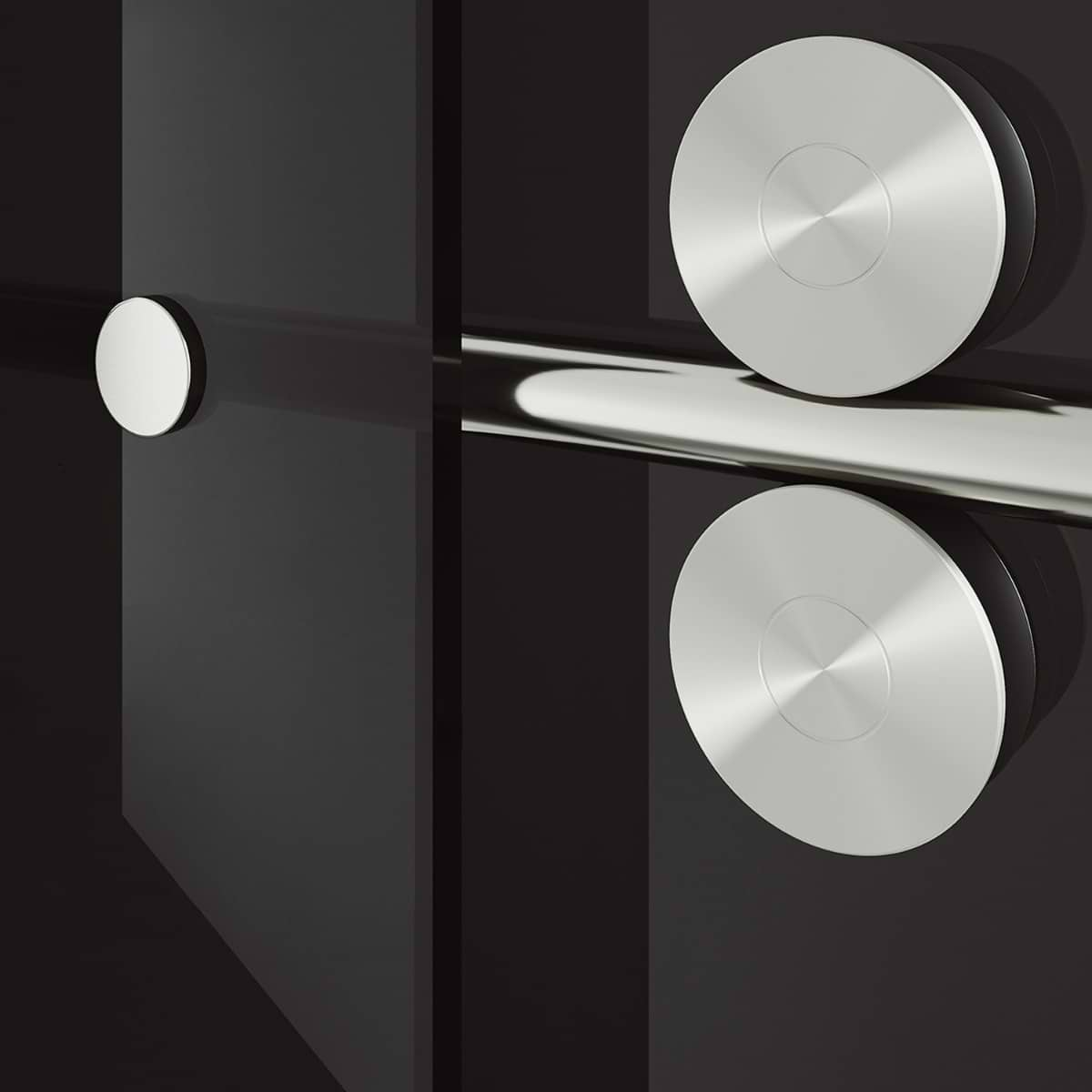 Gemello 72x74 Reversible Sliding Shower Door with Black Glass in Stainless Steel