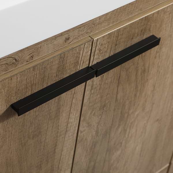 Ember Natural Oak 48" Single Vanity with White Solid Surface Top