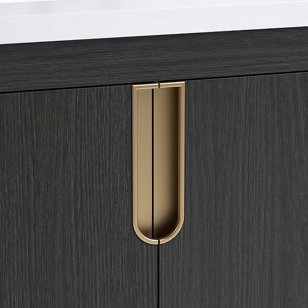 TileBar Studio Vanities Corbin Ebony Oak 60" Double Vanity with White Quartz Top