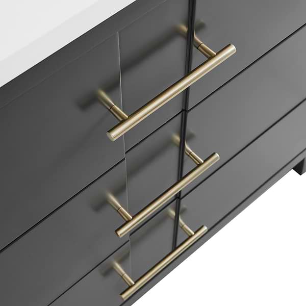 Iconic Charcoal and Gold 36" Single Vanity with Carrara Marble Top