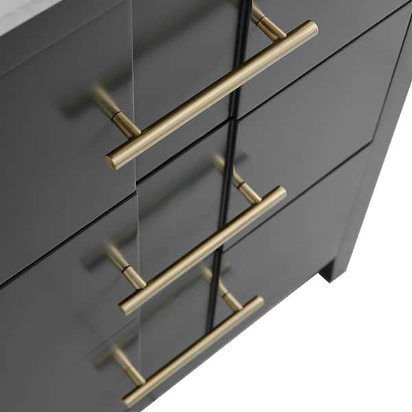 Iconic Charcoal and Gold 24" Single Vanity with Pure White Quartz Top