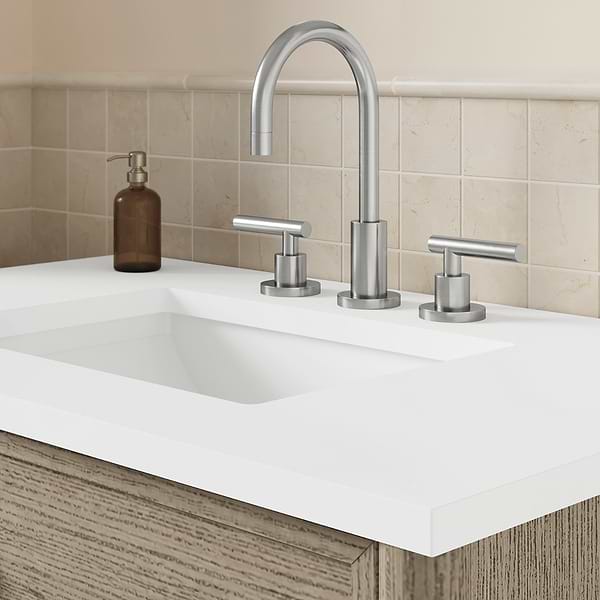 Ashford Greige Ash 30" Single Vanity with White Quartz Top by TileBar Studio Vanities, View 5, open zoomed image