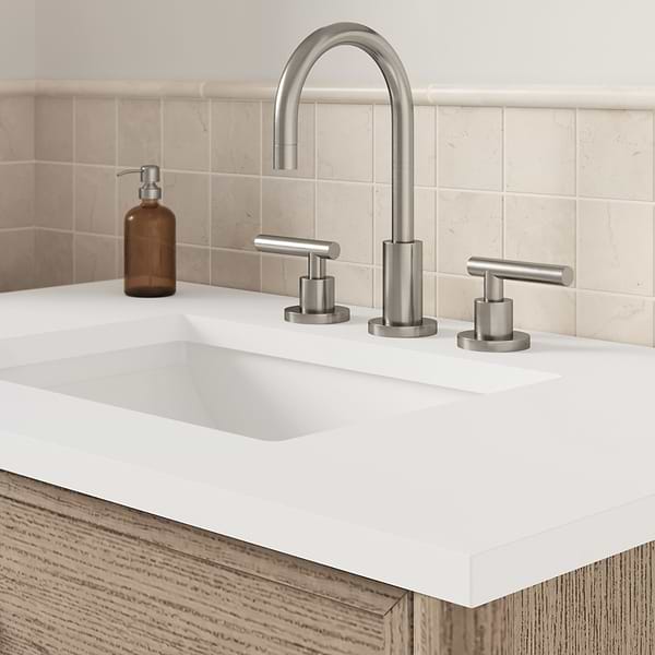 Ashford Greige Ash 36" Single Vanity with White Quartz Top by TileBar Studio Vanities, View 5, open zoomed image