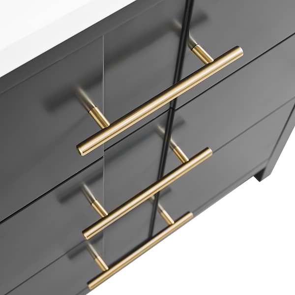 Iconic Charcoal and Gold 30" Single Vanity with Pure White Quartz Top