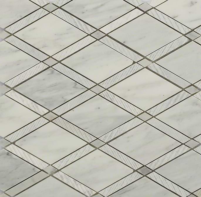 Imperial Carrara White Polished Textured Marble Mosaic Tile
