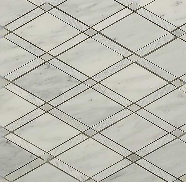 Imperial Carrara White Polished Textured Marble Mosaic Tile