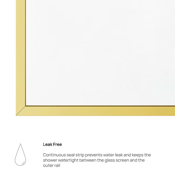 Finestra 34x62" Reversible Fixed Bathtub Door with Clear Glass in Brushed Gold