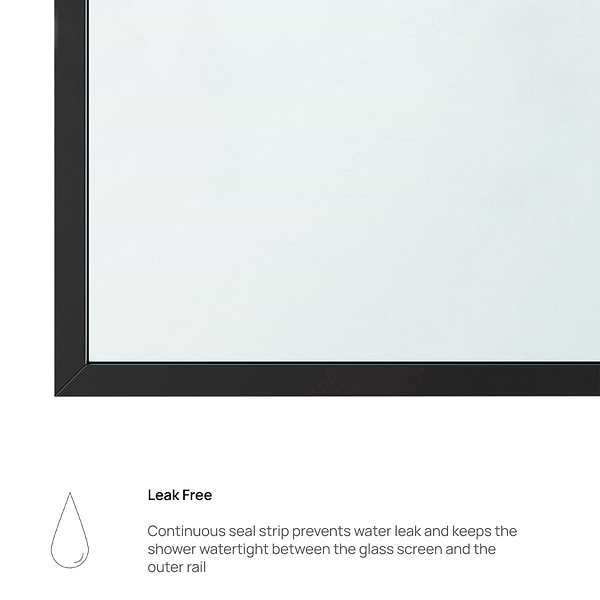 Finestra 34x62" Reversible Fixed Bathtub Door with Grid Clear Glass in Matte Black