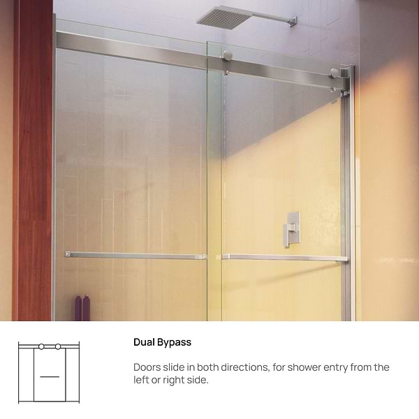 DreamLine Essence-H 48x76" Reversible Sliding Shower Alcove Door with Clear Glass in Brushed Nickel