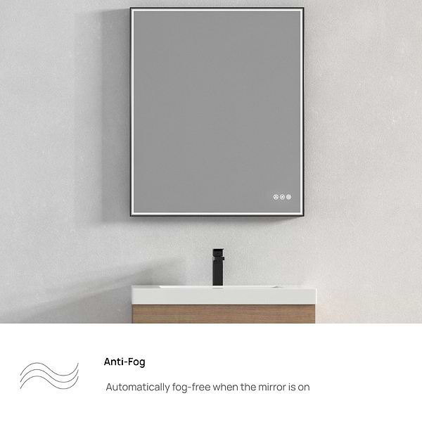 Mage Matte Black 36x36" Framed Square LED Mirror