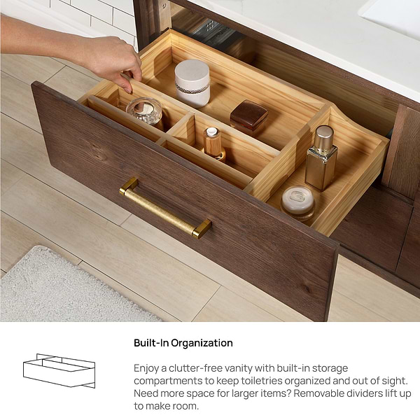 Riven Brown Oak 48" Single Vanity with Pacific White Quartz Top