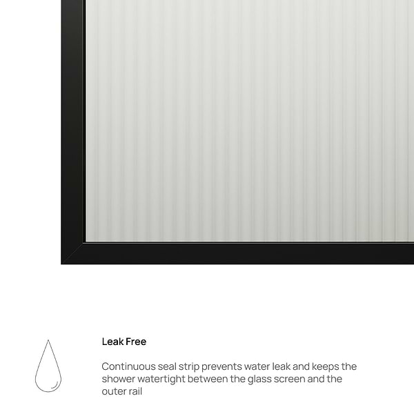 Finestra 34x74" Reversible Fixed Shower Door with Striped Fluted Glass in Matte Black