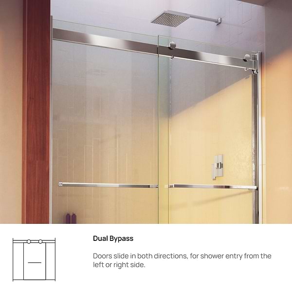 DreamLine Essence-H 48x76" Reversible Sliding Shower Alcove Door with Clear Glass in Chrome