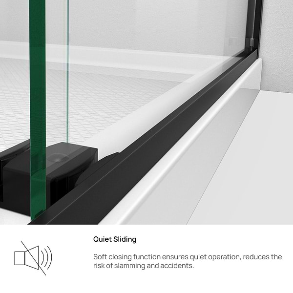 DreamLine Essence-H 48x76" Reversible Sliding Shower Alcove Door with Clear Glass in Satin Black