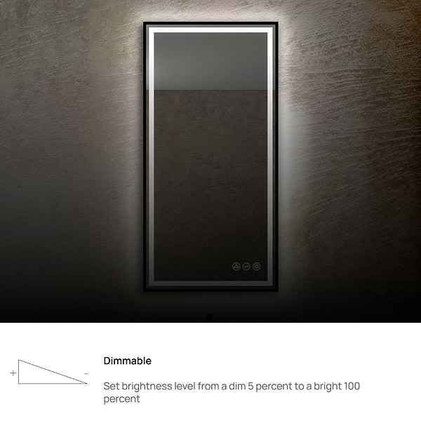 Mage Matte Black 18x36" Framed Rectangle LED Mirror