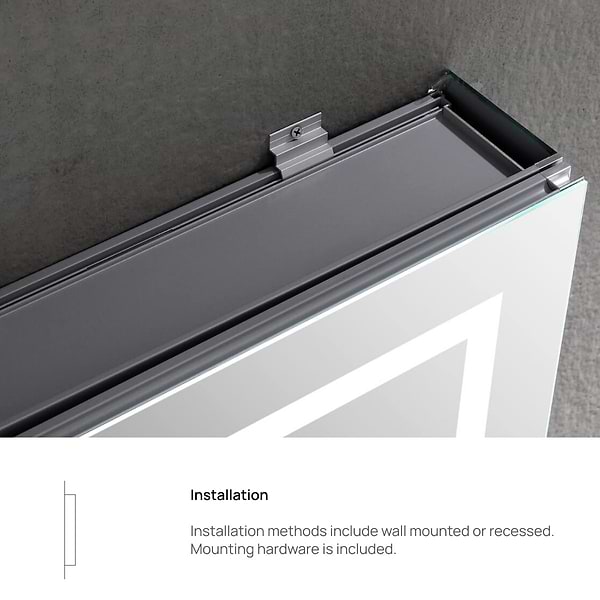 Rory Grooved 30x32" Rectangle Recessed or Wall Mounted LED Medicine Cabinet with Mirror