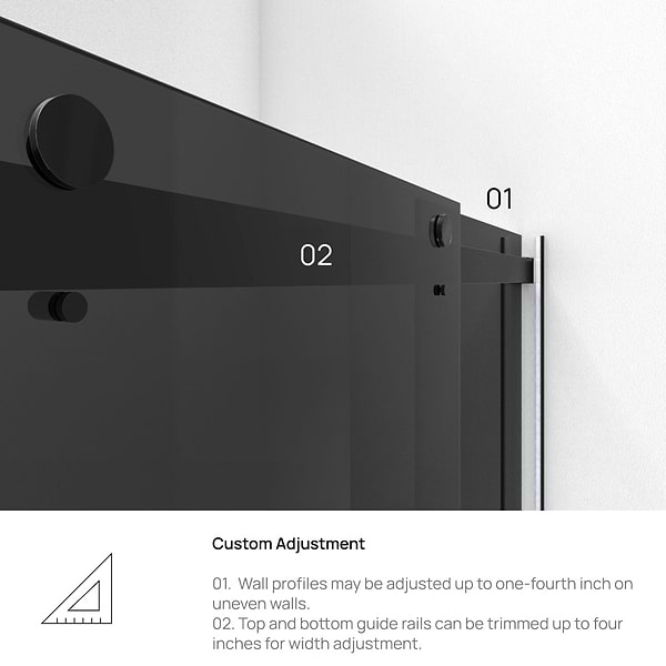 DreamLine Essence 48"x76" Reversible Sliding Shower Alcove Door with Smoke Gray Glass in Satin Black