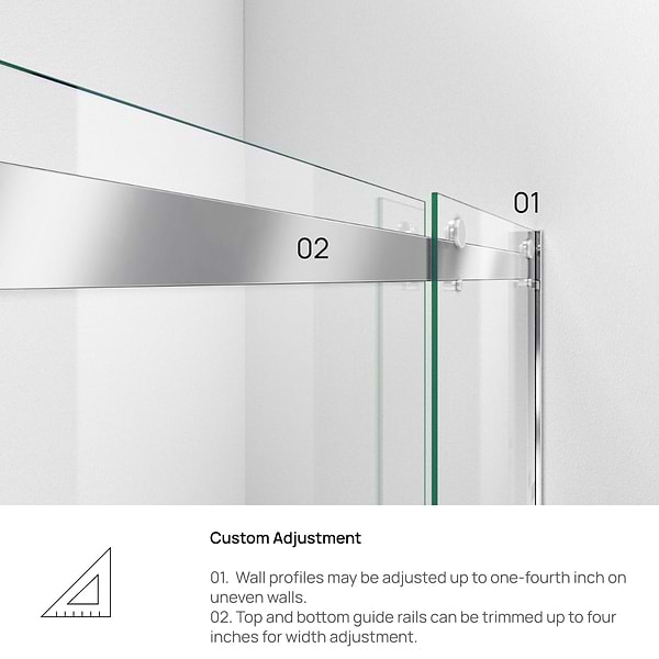DreamLine Essence-H 48x76" Reversible Sliding Shower Alcove Door with Clear Glass in Chrome