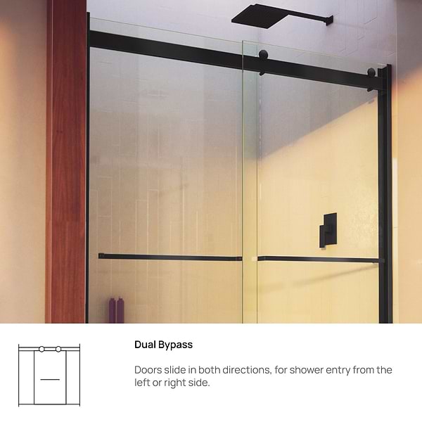 DreamLine Essence-H 48x76" Reversible Sliding Shower Alcove Door with Clear Glass in Satin Black