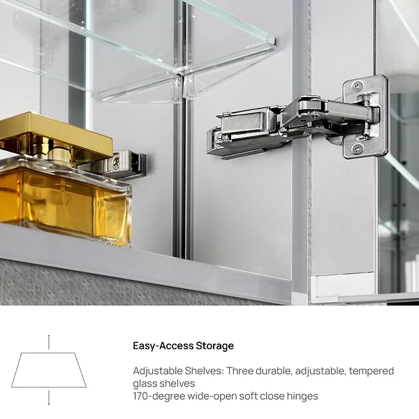 Rory Grooved 30x32" Rectangle Recessed or Wall Mounted LED Medicine Cabinet with Mirror