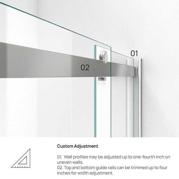 DreamLine Essence 48"x76" Reversible Sliding Shower Alcove Door with Clear Glass in Brushed Nickel