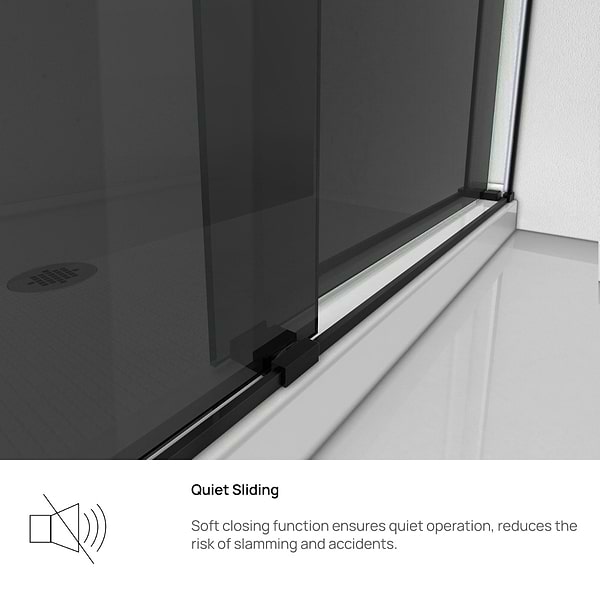 DreamLine Essence 48"x76" Reversible Sliding Shower Alcove Door with Smoke Gray Glass in Satin Black