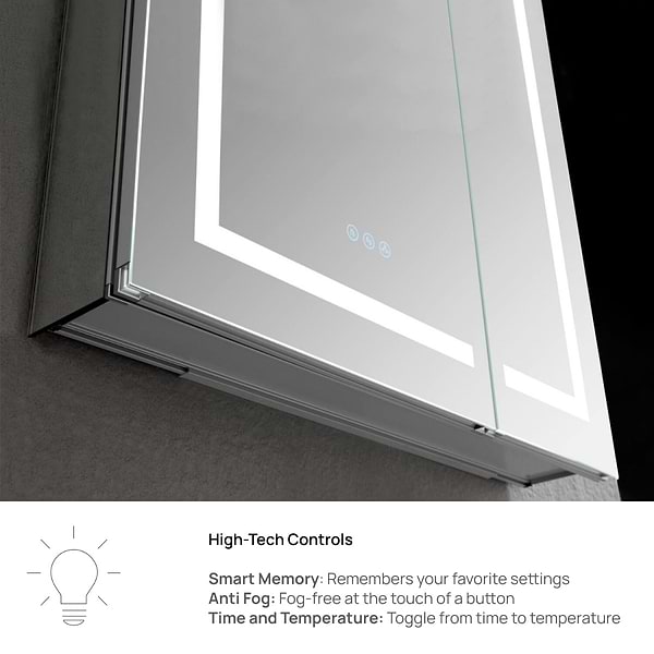 Rory Grooved 30x32" Rectangle Recessed or Wall Mounted LED Medicine Cabinet with Mirror