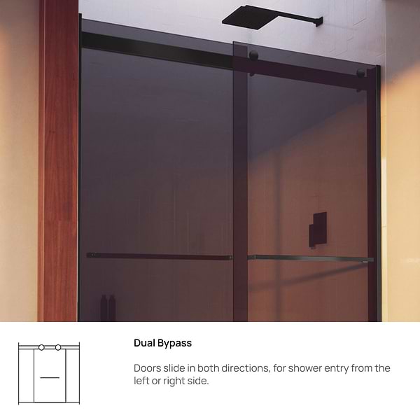 DreamLine Essence-H 60x76" Reversible Sliding Shower Alcove Door with Smoke Gray Glass in Satin Black