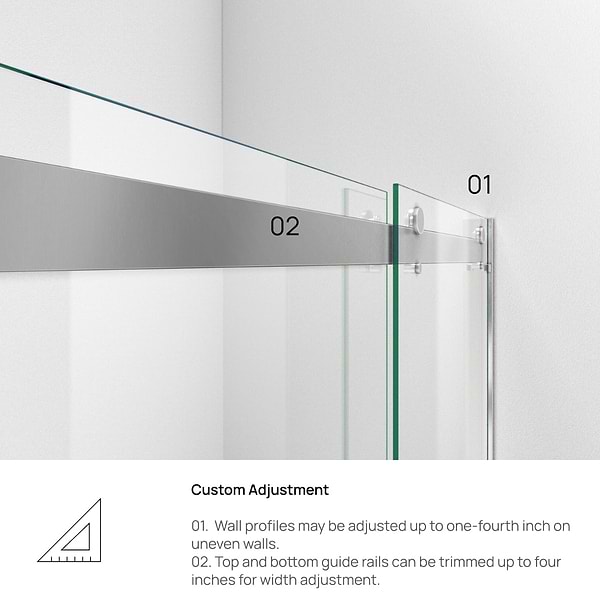 DreamLine Essence-H 48x76" Reversible Sliding Shower Alcove Door with Clear Glass in Brushed Nickel