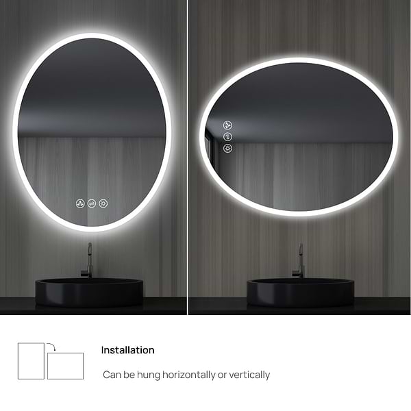 Rige 20x36" Oval LED Mirror