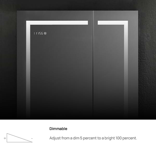 Rory Grooved 30x32" Rectangle Recessed or Wall Mounted LED Medicine Cabinet with Mirror