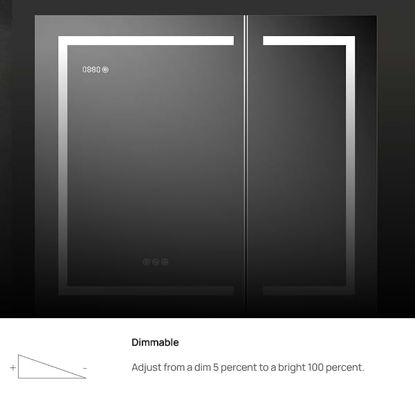 Rory Grooved 36x32" Rectangle Recessed or Wall Mounted LED Medicine Cabinet with Mirror