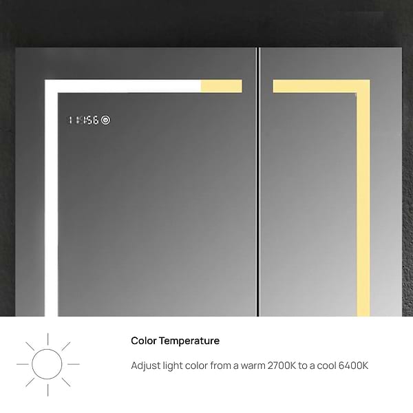 Rory Grooved 30x32" Rectangle Recessed or Wall Mounted LED Medicine Cabinet with Mirror