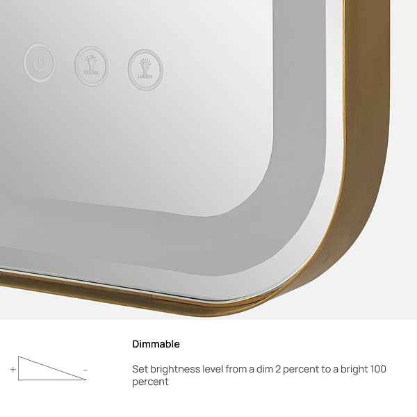 Liba Brushed Brass 22x32" Rectangle LED Mirror