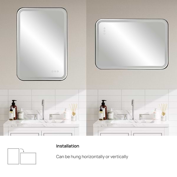 Liba Satin Black 22x32" Rectangle LED Mirror