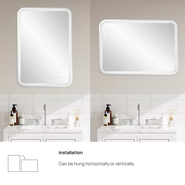 Liba Polished Nickel 22x32" Rectangle LED Mirror