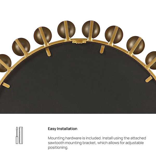 Orly Polished Gold 34" Round Mirror