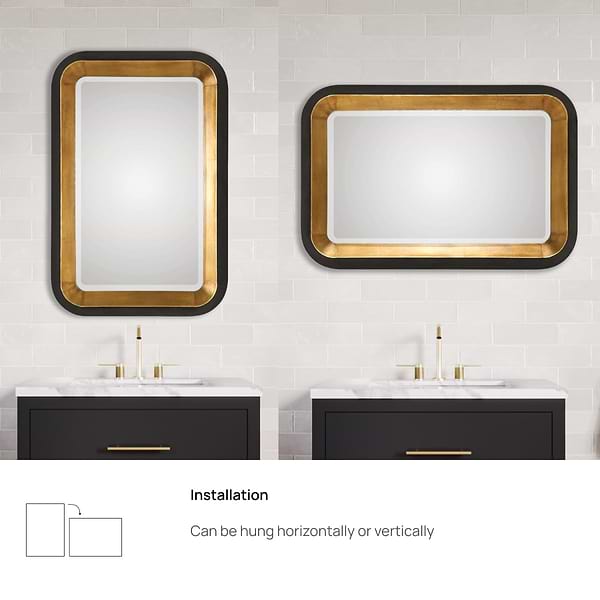 Neva Black and Gold 28x42" Rectangle Mirror