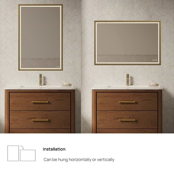 Mage Brushed Gold 48x36" Framed Rectangle LED Mirror