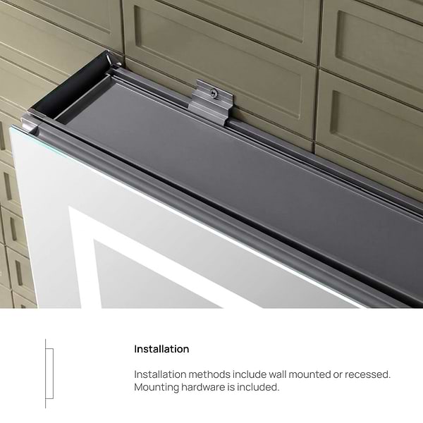 Rory Grooved 20x32" Rectangle Recessed or Wall Mounted Right-Hand LED Medicine Cabinet with Mirror