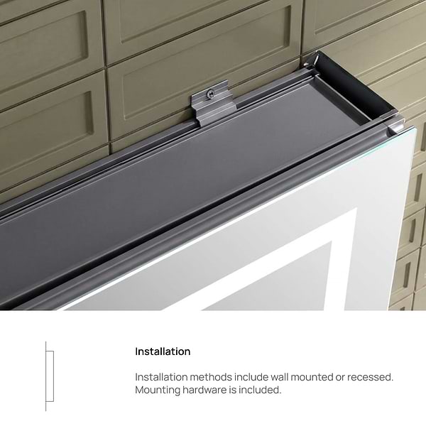 Rory Grooved 24x32" Rectangle Recessed or Wall Mounted Left-Hand LED Medicine Cabinet with Mirror