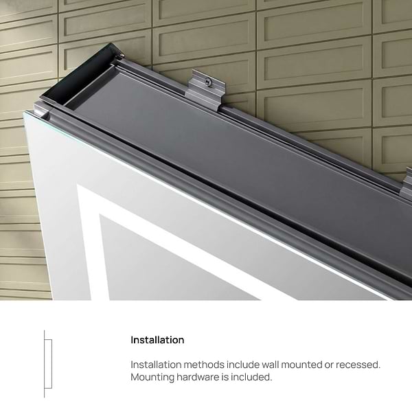 Rory Grooved 36x32" Rectangle Recessed or Wall Mounted LED Medicine Cabinet with Mirror