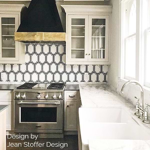 Inara Cavalier Brass & Polished Calacatta and Black Jade Marble Tile