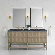 James Martin Vanities Emmeline Pebble Oak 72" Double Vanity with Charcoal Soapstone Quartz Counter