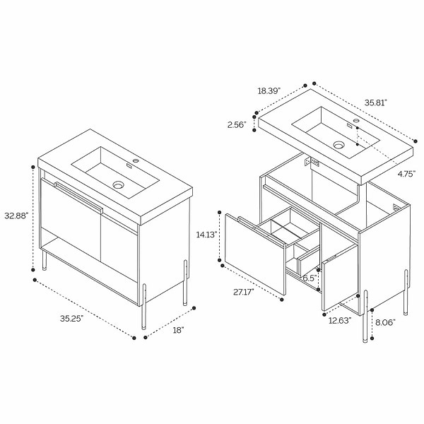 Kaleb 20'' White Vanity and Counter