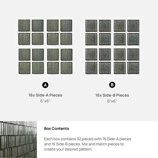 Kinro Garden Green 6x6 Metallic Look Matte Porcelain Tile in Green, View 10, open zoomed image