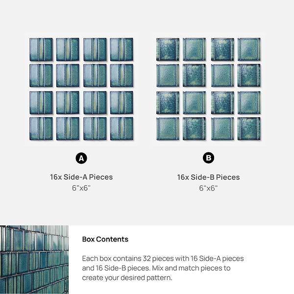 Kinro Ocean Blue 6x6 Metallic Look Matte Porcelain Tile in Blue, View 10, open zoomed image