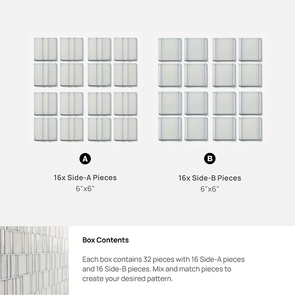 Kinro Snow White 6x6 Polished Porcelain Tile in White, View 10, open zoomed image