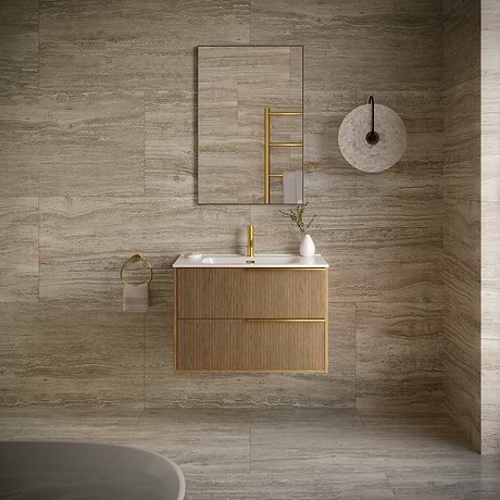 Nashville Beige 24x48 Travertine Look Polished Porcelain Tile